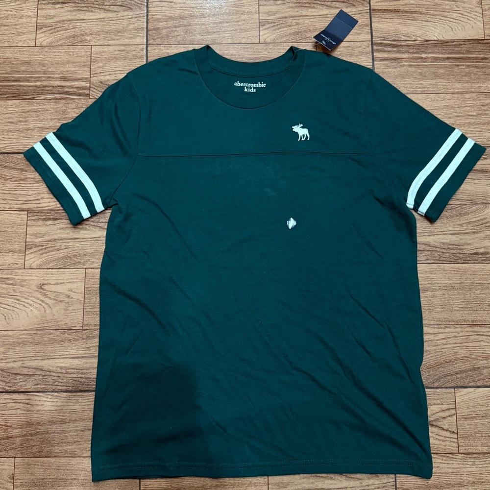 Abercrombie Kids Dark Green Tee with White Stripes